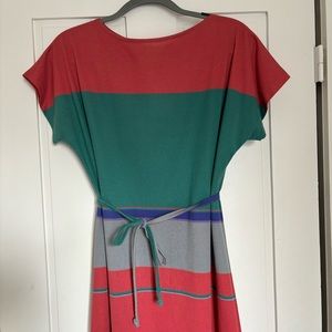 Vintage Striped Color Block Tie Dress